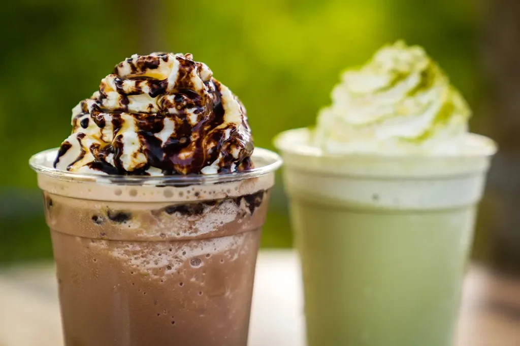 brown and green milkshakes