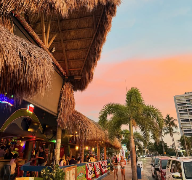 Gilligan's Island Bar and Grill at sunset