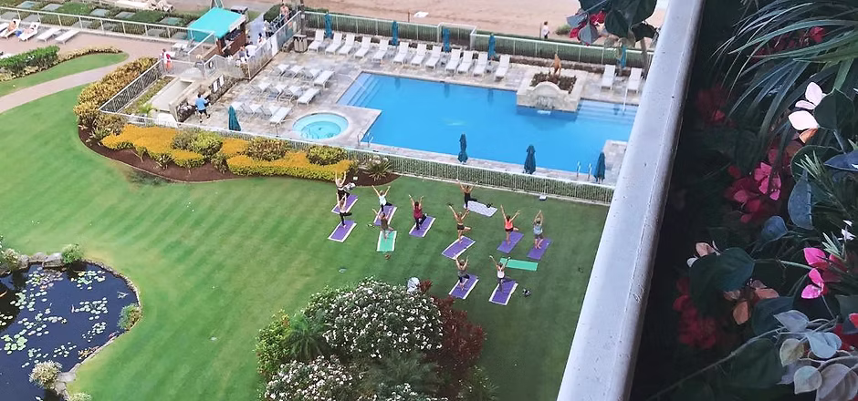 group of people doing yoga