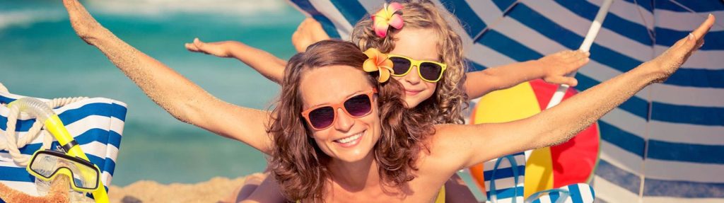 mother and daughter on beach