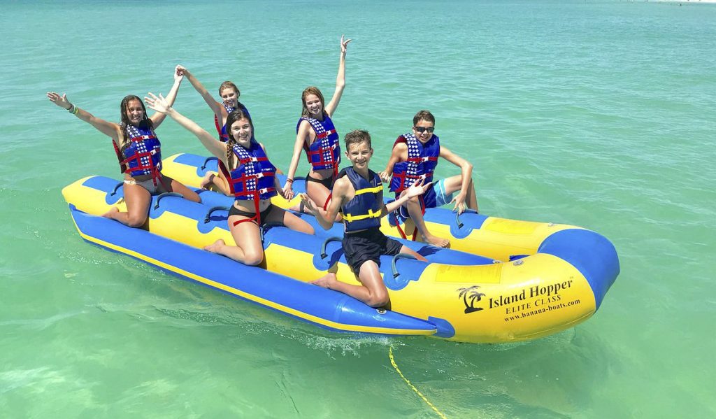 group of kids on a raft