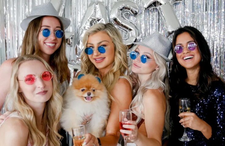 group of girls in photo booth