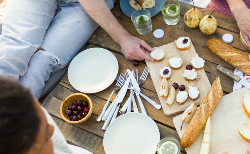 snacks on a cutting board