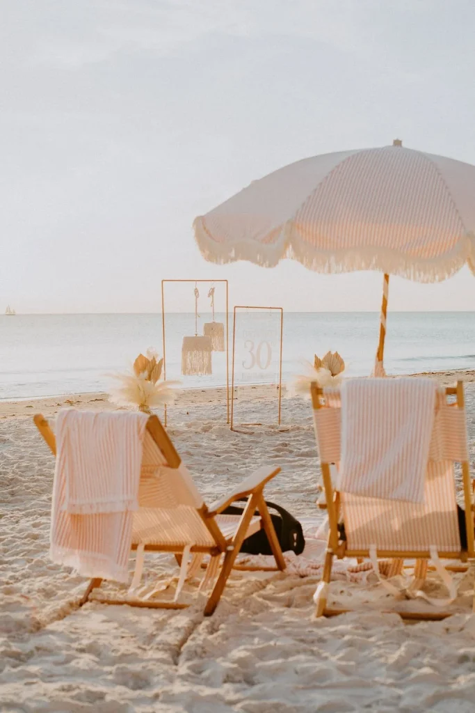 Cabana setup on the beach