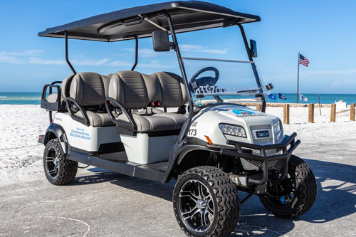 golf cart at beach